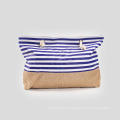 Blue Striped Cotton Rope Tote